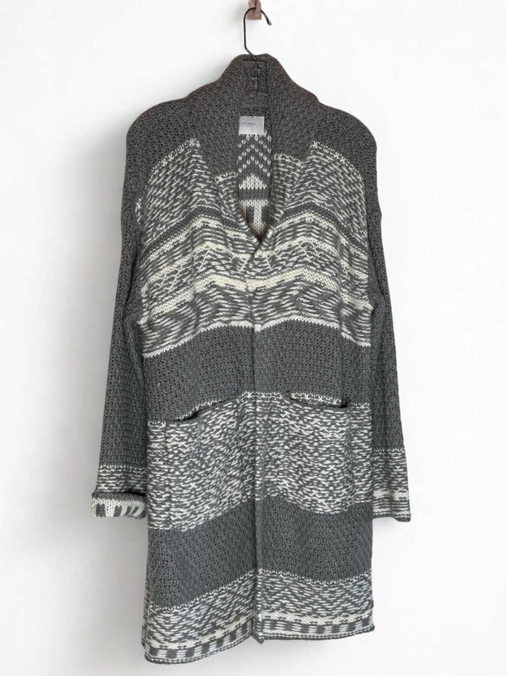 Lucky Brand Gray and White Knit Sweater Jacket. Never Worn no tags size S